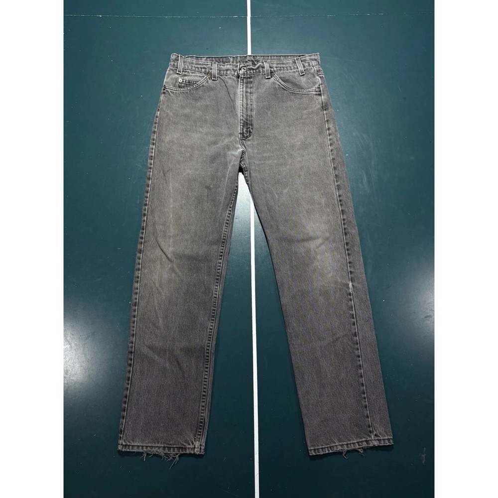 Vintage Levis 505 Orange Tab Jeans Men's 35x32 Faded Black Straight Leg 90s USA